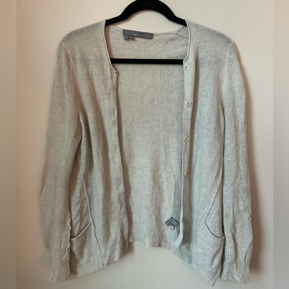 360 Cashmere Light Gray Cardigan